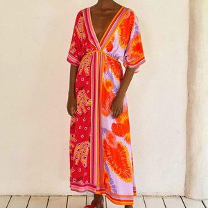 Farm Rio Dual Scarves Print Midi Dress